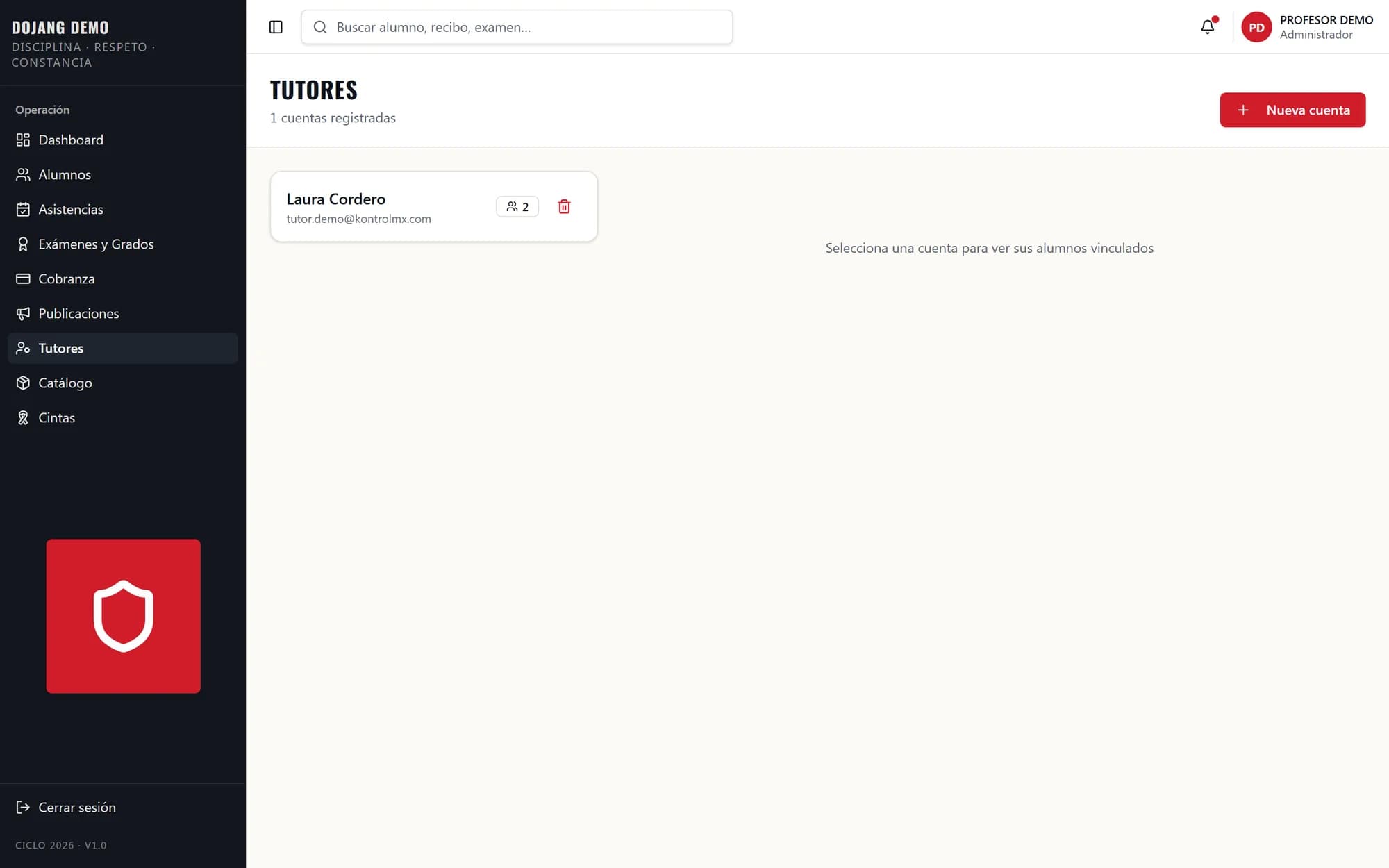 Administración de cuentas de tutores en KontrolMX